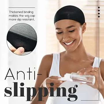 MYKURS Black Wig Caps for Women, Nylon Hair Caps for Wig, 24 Pieces