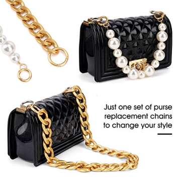 cenoz Purse Replacement Chains with Clasp 2PCS DIY Heavy Chunky Aluminum Metal Chain Imitation Pearl...