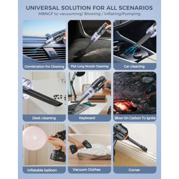 MBNGF Car Vacuum Portable Cordless, 35000PA High Power Suction & Blower, Wireless Handheld Vacuum Cl...