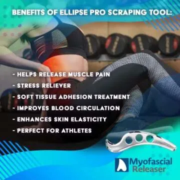 Myofascial Releaser Ellipse Pro Muscle Scraper Tool - Patented Massage Grade Body Gua Sha Stainless Steel - Fascia Massage Guasha Tool - Metal Scraping Tool Physical Therapy IASTM Massage Tool