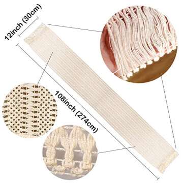 AerWo Macrame Table Runner Boho Woven Cotton Crochet Lace Farmhouse Moroccan Wedding Table Runner wi...