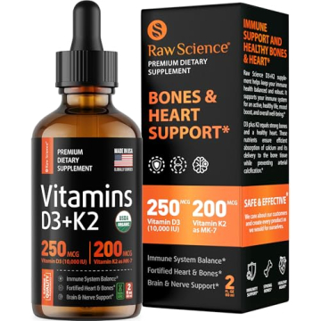 Liquid Vitamin D3 K2 10000 iu & 200 mcg - Vitamin D with MK7 Vitamin K2 Drops - Bone Density & Heart...