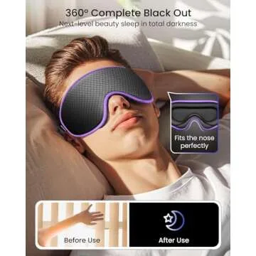 WAOAW Sleep Mask for Men Women: Blackout Eye Masks for Sleep - 3D Breathable Soft Comfortable Eye Mask for Travel - Valentines Day Gifts for Women Men