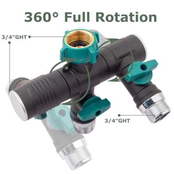 Hose Splitter, 3 Way Heavy Duty, Hose Connector Rotated 360 Seperately,Garden Hose Splitter,Faucet S...