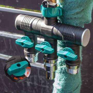 Hose Splitter, 3 Way Heavy Duty, Hose Connector Rotated 360 Seperately,Garden Hose Splitter,Faucet Splitter,Outdoor Faucet Splitter,With Shut off Valve,High Quilty Metal+Chrome Adapter,Water Hose.