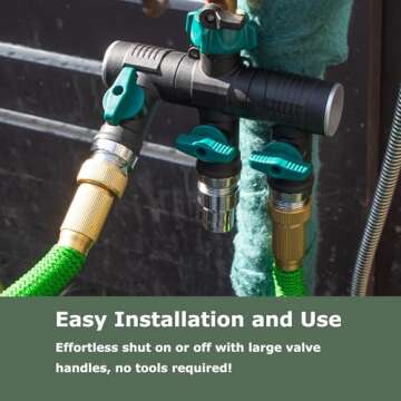 Hose Splitter, 3 Way Heavy Duty, Hose Connector Rotated 360 Seperately,Garden Hose Splitter,Faucet Splitter,Outdoor Faucet Splitter,With Shut off Valve,High Quilty Metal+Chrome Adapter,Water Hose.