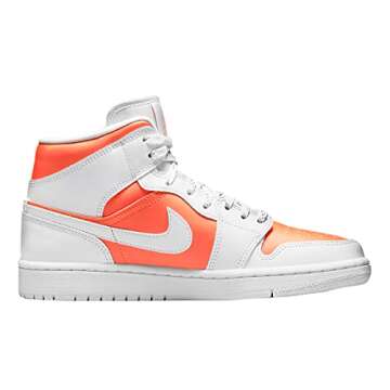 Nike WMNS Air Jordan 1 Mid Men's Basketball Shoes, White Brilliant Citrus, 8.5 US