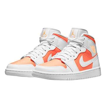 Nike WMNS Air Jordan 1 Mid Men's Basketball Shoes, White Brilliant Citrus, 8.5 US