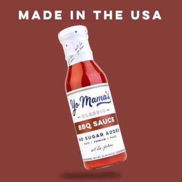 Yo Mama's Foods Keto Barbecue BBQ Sauce – (Pack of 2) - Vegan, No Sugar Added, Low Carb, Low Sodium, Gluten Free, Paleo, and Made with Whole Non-GMO Tomatoes!