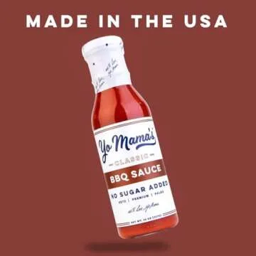 Yo Mama's Foods Keto Barbecue BBQ Sauce – (Pack of 2) - Vegan, No Sugar Added, Low Carb, Low Sodium, Gluten Free, Paleo, and Made with Whole Non-GMO Tomatoes!