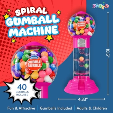 PlayO Spiral Gumball Machine for Kids - Colorful Candy Dispenser