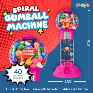 PlayO Spiral Gumball Machine for Kids - Colorful Candy Dispenser