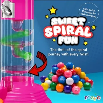 PlayO Spiral Gumball Machine for Kids - Colorful Candy Dispenser