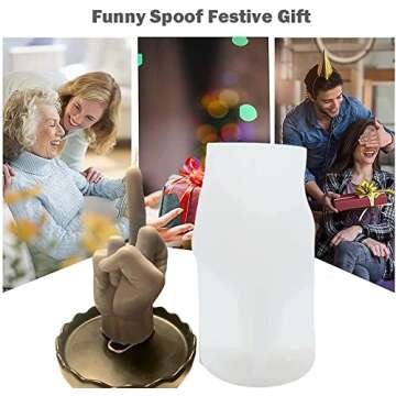 TOPYS 3D Hand Shaped Silicone Mold, 3.7in Gesture Candle Mold,Middle Finger Shaped Resin Casting Mould for Candle Making and Baking Making Soap Wax Cake Mousse Ice Cream