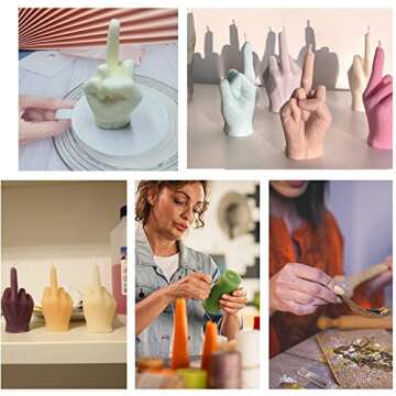 TOPYS 3D Hand Shaped Silicone Mold, 3.7in Gesture Candle Mold,Middle Finger Shaped Resin Casting Mould for Candle Making and Baking Making Soap Wax Cake Mousse Ice Cream