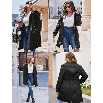 IN'VOLAND Women's Waterproof Plus Size Rain Jacket