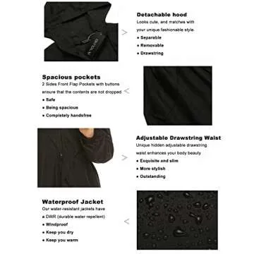 IN'VOLAND Women's Waterproof Plus Size Rain Jacket