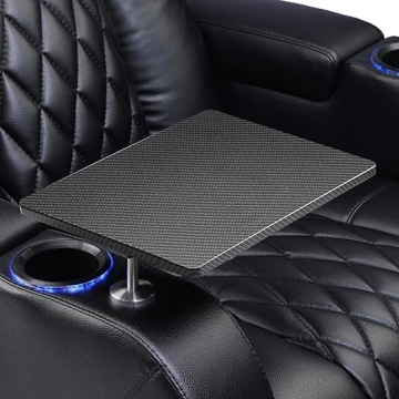 Weilianda Home Theater Seating Series Swivel Tray Table Carbon Fiber Pattern