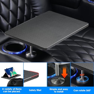 Weilianda Swivel Tray Table for Home Theater Seating