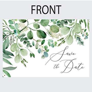Eucalyptus Greenery Wedding Save The Date Cards, Set of 50 Save The Date Postcards, Wedding Invitati...