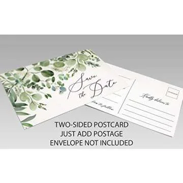 Eucalyptus Greenery Wedding Save The Date Cards, Set of 50 Save The Date Postcards, Wedding Invitation Cards