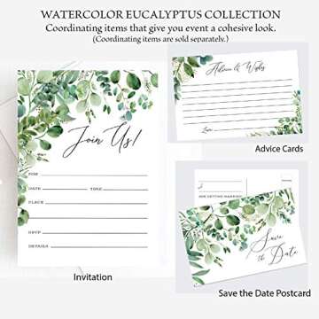 Eucalyptus Greenery Wedding Save The Date Cards, Set of 50 Save The Date Postcards, Wedding Invitation Cards