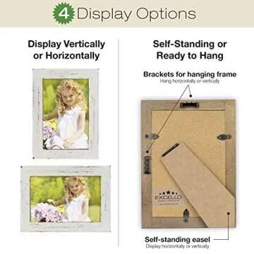 Rustic Torched Wood Picture Frames: Includes three 4"x6" Photo Frames: Ready to Hang or use Tabletop. Shabby Chic, Driftwood, Barnwood, Farmhouse, Reclaimed Wood Picture Frame (White)