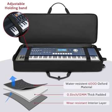 BOSSTIN 61 Key Keyboard Case with Wheels and Storage