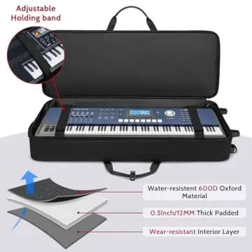 BOSSTIN 61 Key Keyboard Case with Wheels and Storage