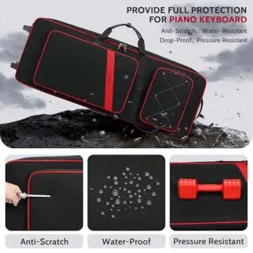 BOSSTIN 61 Key Keyboard Case with Wheels and Storage