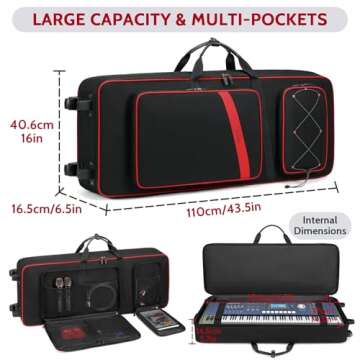 BOSSTIN 61 Key Keyboard Case with Wheels and Storage