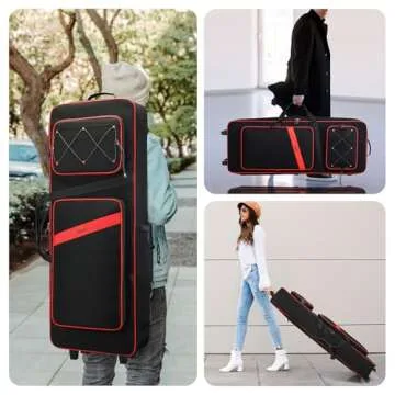 BOSSTIN 61 Key Keyboard Case with Wheels and Storage