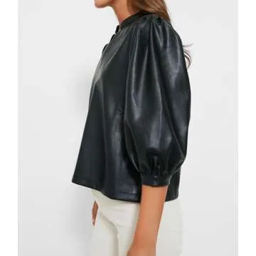 LifeShe Women's Faux Leather Blouse for Every Occasion