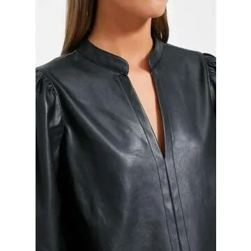 LifeShe Women's Faux Leather Blouse for Every Occasion