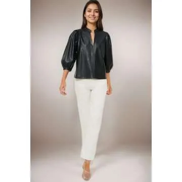 LifeShe Women's Faux Leather Blouse for Every Occasion