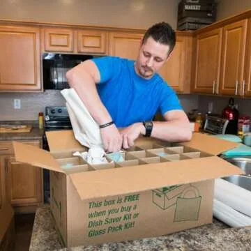 U-Haul Glass Packing Kit – Includes 1 Box, 1 Cell Divider Unit, and 18 Assorted Foam Pouches