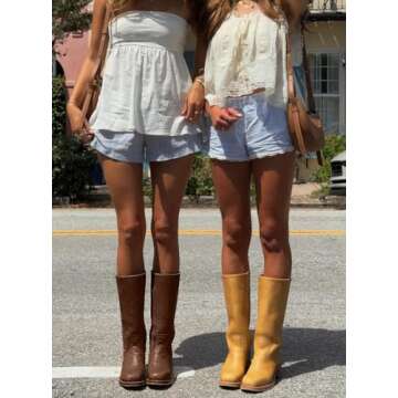 MUCCCUTE Brown Knee High Boots for Women Campus Boots Square Toe Fall Tall Chunky Block Low Heel Lon...