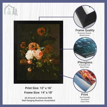 Lost Cabin Roses & Poppies & a Snail by Willem Van Aelst | Print in Black Flat Frame | Fine Artwork ...