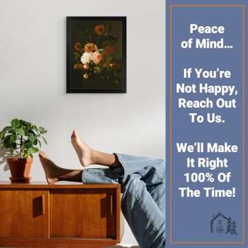 Lost Cabin Roses & Poppies & a Snail by Willem Van Aelst | Print in Black Flat Frame | Fine Artwork Painting Reproduction | Framed Wall Art Decor Poster Gift | Image: 12x16 Frame: 13.5x17.5