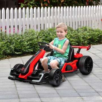 Aosom 24V 7.5 MPH Electric Go Kart with Adjustable Seat, Drifting Car Battery Powered Ride on Toy Ou...
