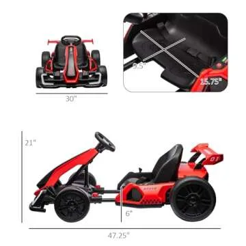 Aosom 24V Electric Go Kart with Adjustable Seat for Kids
