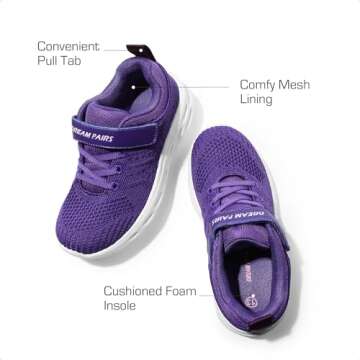 DREAM PAIRS Boys Girls Shoes Kids Tennis EZ-Ons GoGetters Running Athletic School Sneakers for Little/Big Kid,Size 1 Little Kid,Purple,KD18001K