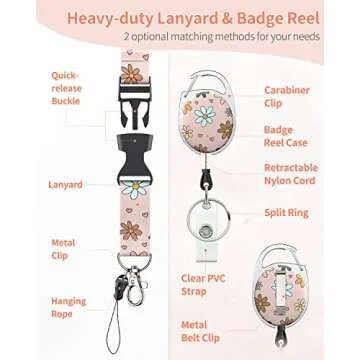 Uniclife Floral Badge Holder with Retractable Reel for Women
