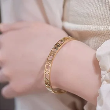 AIKESIWAI Elegant Roman Numeral Bracelet for Women