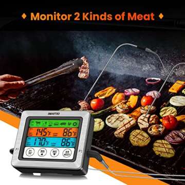 SMARTRO ST54 Dual Probe Digital Meat Thermometer for Cooking Food Kitchen Oven BBQ Grill with Timer ...