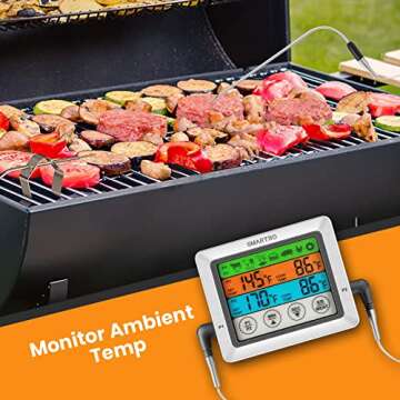SMARTRO ST54 Dual Probe Digital Meat Thermometer for Cooking Food Kitchen Oven BBQ Grill with Timer Mode and Commercial-Grade Probes