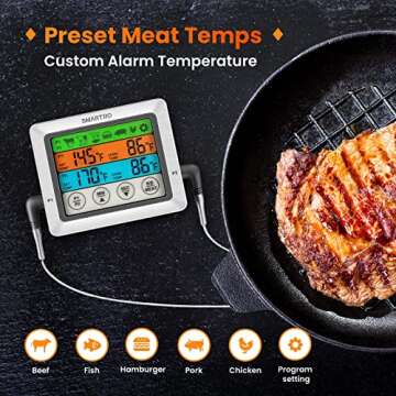 SMARTRO ST54 Dual Probe Digital Meat Thermometer for Cooking Food Kitchen Oven BBQ Grill with Timer Mode and Commercial-Grade Probes