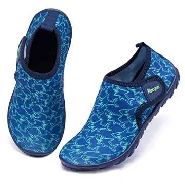 Racqua Toddler Girls Boys Quick Dry Water Shoes - Slip-On, Non-Slip, Blue Shark