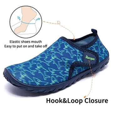 Racqua Toddler Girls Boys Quick Dry Slip-On Water Shoes Swim Beach Non-Slip Sport Shoes Outdoor Water Park Aqua Shoes Cute Toddler Blue Shark 8.5