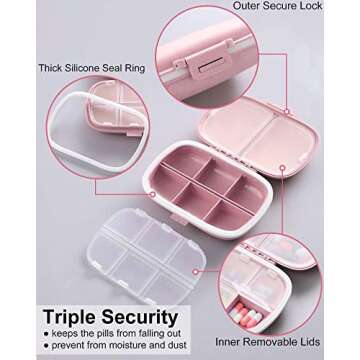 MEACOLIA 8 Compartment Travel Pill Organizer for Daily Use